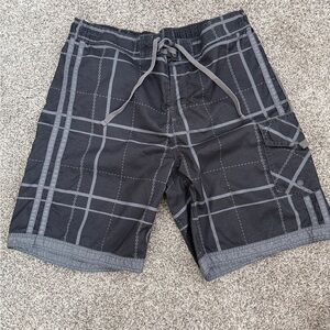 Men's Black Plaid Board Shorts